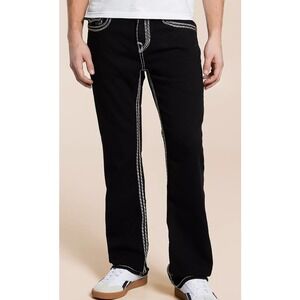 True Religion Ricky Relaxed Straight Black Jeans Size 32 New Without Tags
